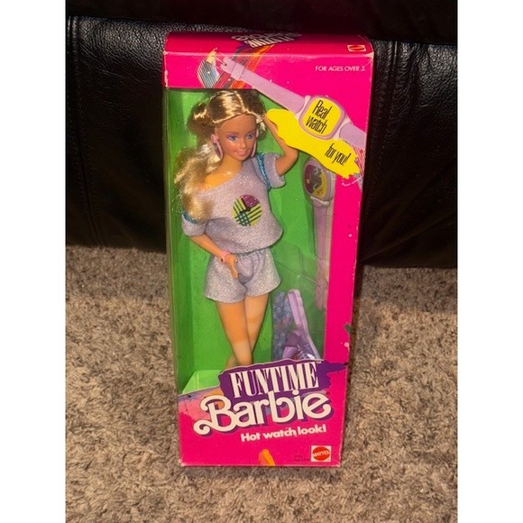 Vintage Funtime Barbie Hot Watch Look! Doll 1986 Mattel New In Box Blonde - Picture 1 of 9